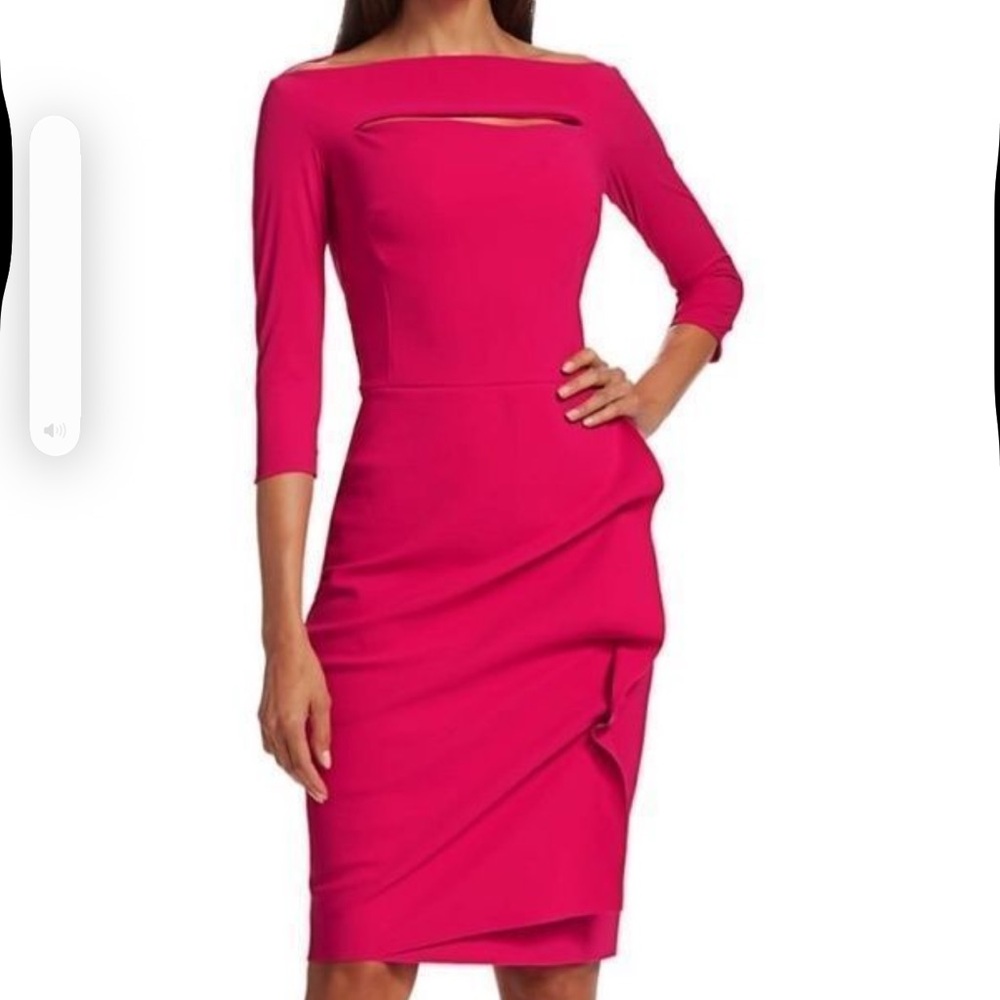 Chiara Boni Kate Ruffled Deep Pink Dress Size 48 (large 12 -14) made in Italy